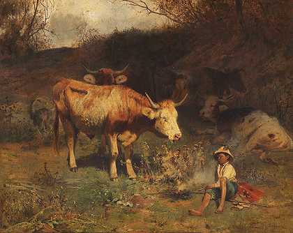 奥托·格布勒《牧童和他的动物的休息》
