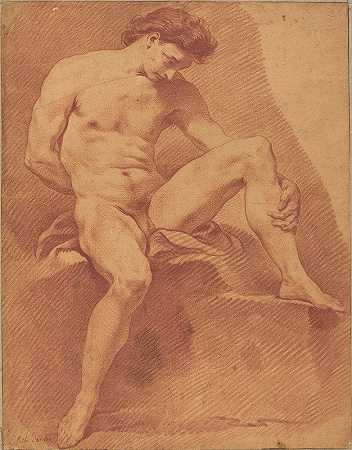 Charles Andrévan Loo的《坐着的裸男》