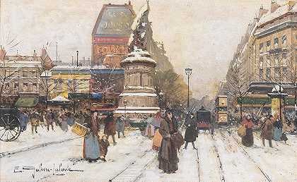 《巴黎雪中的克里希广场》（The Place de Clichy in Snow，Paris）