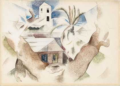 Charles Demuth的《百慕大1号，树和房子》