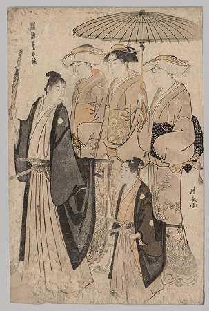 Kiyonaga Torii的《吉原的女人和侍从》（选自《东方的织锦》系列）