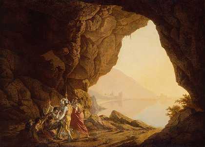 《那不勒斯王国海边的石窟与班迪蒂》，德比的约瑟夫·赖特的《日落》