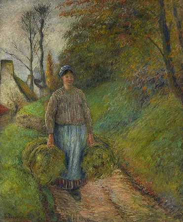 卡米尔·皮萨罗的《背着两捆干草的农妇》