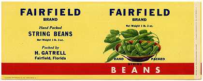 “Fairfield品牌串珠豆的标签