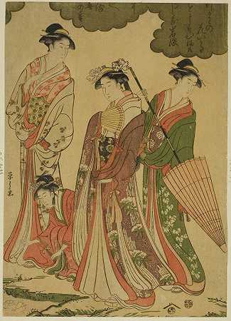 Chōbunsai Eishi的《女人看樱花II》