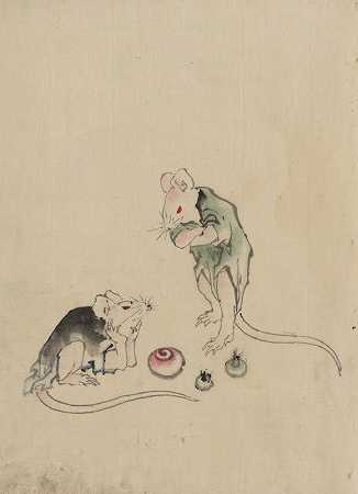 《两只老鼠》作者：Katsushika Hokusai