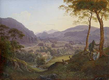 弗朗茨·路德维希·卡特尔（Franz Ludwig Catel）的《萨尔茨堡附近的山景与年轻夫妇》