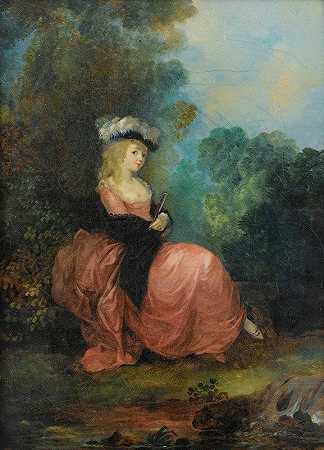 《坐在公园里的年轻女人》（Jean Frédéric Schall）