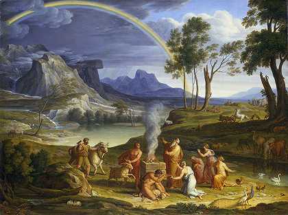 约瑟夫·安东·科赫（Joseph Anton Koch）的《与诺亚的风景，献上感恩的祭品》