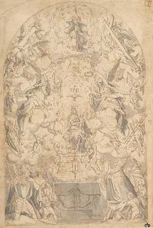 弗里德里希·苏斯特里斯的《圣母和孩子与天使象征着激情》