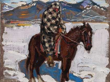 阿克塞利·加伦·卡莱拉的《雪地骑马的印第安人》