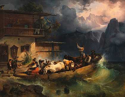 弗里德里希·奥古斯特·马蒂亚斯·高尔曼的《风暴中的阿尔卑斯船》
