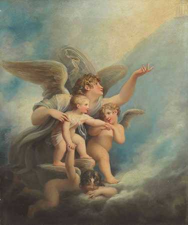 玛丽亚·考斯韦（Maria Cosway）的《天使和普蒂陪伴着孩子的灵魂来到天堂》（angel and putti）