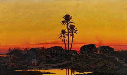 理查德·福斯的《日落时的阿拉伯营地》