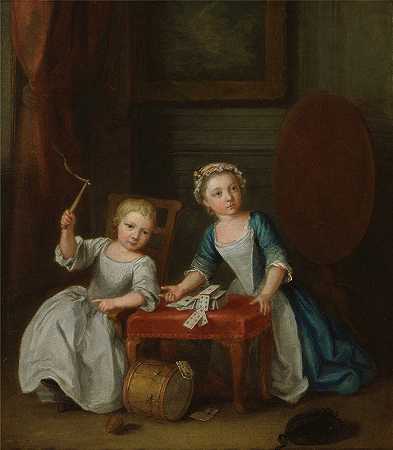 约瑟夫·弗朗西斯·诺列肯斯的《玩耍的孩子，可能是艺术家的儿子雅各布斯和女儿玛丽亚·乔安娜·索菲亚》