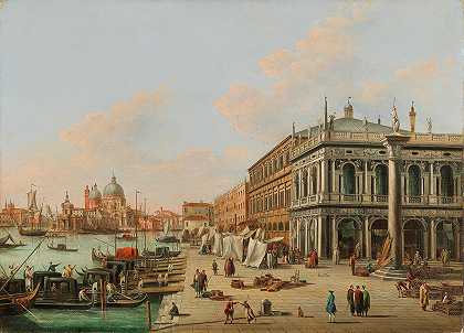 朱塞佩·贝尔纳迪诺·比森（Giuseppe Bernardino Bison）的《威尼斯大运河入口处的马西亚纳图书馆的翻车鱼》（The Molo）