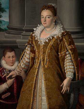 亚历山德罗·阿洛里《比安卡·卡佩罗·德·美第奇大公爵夫人与儿子的肖像》