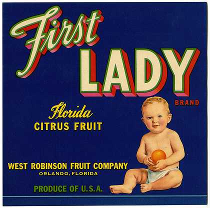 “第一夫人品牌佛罗里达柑橘水果标签”