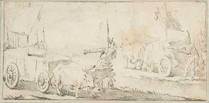乔瓦尼·巴蒂斯塔·蒂埃波罗的《士兵驾驶着带横幅的牛车》