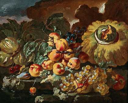 乔瓦尼·保罗·卡斯泰利（Giovanni Paolo Castelli）的《南瓜边的桃子、苹果、李子和樱桃》
