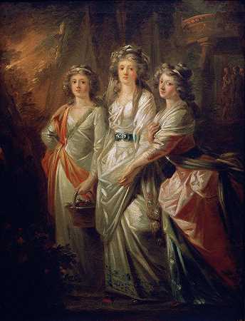 《伊丽莎白、克里斯蒂安和玛丽·卡罗琳·冯·图恩伯爵夫人》海因里希·弗里德里希·富格尔著