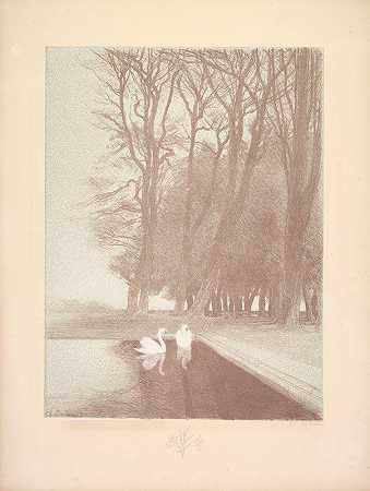 查尔斯·玛丽·杜拉克（Charles Marie Dulac）的《帕萨格斯套房风景》（Suite de PaysagesLandscape），图版6，Remarque，百合花