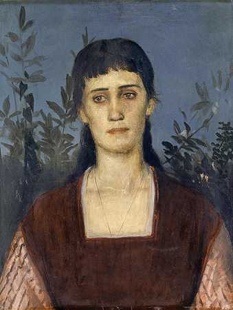“艺术家的大女儿克拉拉·布鲁克曼·伯克林的肖像”，阿诺德·伯克林著