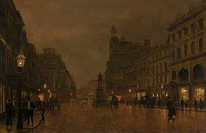 约翰·阿特金森·格里姆肖著《曼彻斯特圣安妮广场与交易所》