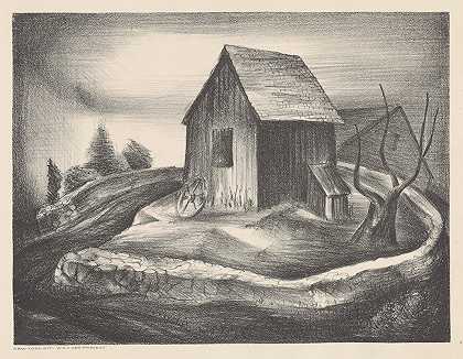 查尔斯·亨利·阿尔斯顿的《谷仓与树》