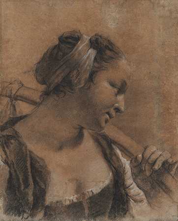乔瓦尼·巴蒂斯塔·皮亚泽塔（Giovanni Battista Piazzetta）的《带肩杖的罗莎肖像》