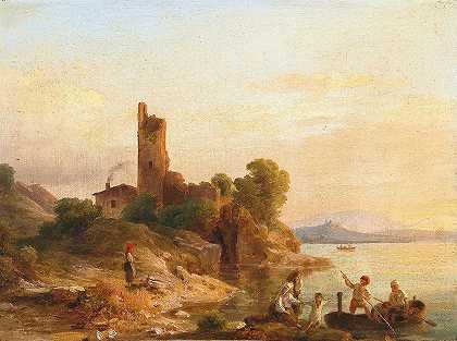 Károly Markó的《湖上渔民的意大利风景》