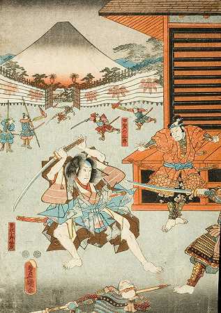 《Soga兄弟的夜袭：Soga no JūrōSukenari和K 333 ga no SaburŎ》，作者：宇川久奈田（Toyokuni III）