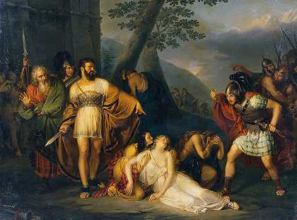 恩里科·斯库里（Enrico Scuri）的《斯塔诺国王》（King Starno）向芬加尔展示了他死去的女儿