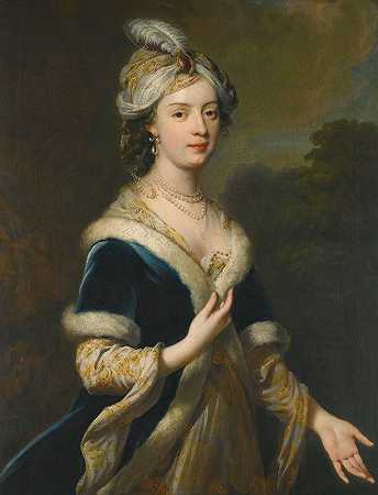 “伊丽莎白·霍华德夫人肖像（1701-1739），卡莱尔第三伯爵查尔斯·霍华德的长女，穿着土耳其服装，乔治·克纳普顿