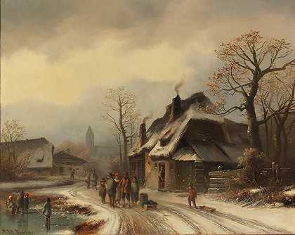 “Winterliche Dorfsicht”作者：安东·多尔