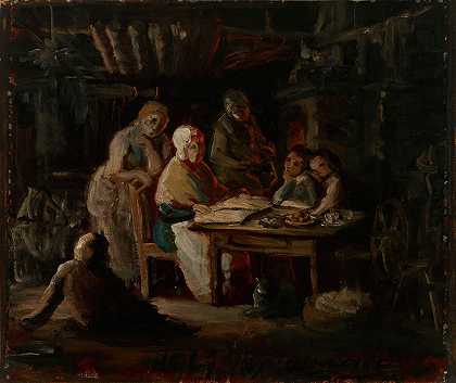 罗伯特·威廉·埃克曼（Robert Wilhelm Ekman）的素描《奶奶的周日之夜（奶奶的生日）》