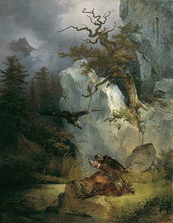 弗里德里希·奥古斯特·马蒂亚斯·高尔曼的《死鹿上的秃鹫》