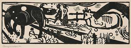 海因里希·坎彭登克的《农民与动物的风景》