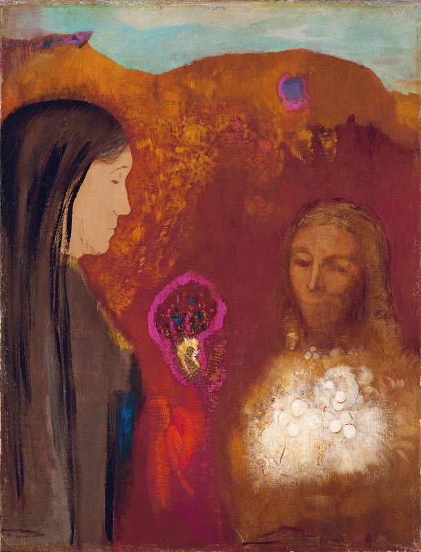 《基督与撒玛利亚女人》（白色花束）作者：奥迪隆·雷登