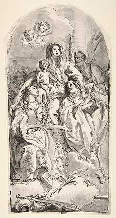 乔瓦尼·多梅尼科·蒂波洛的《神圣家庭与两个女圣徒》