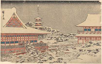 AndōHiroshige的《雪中的两座红亭》