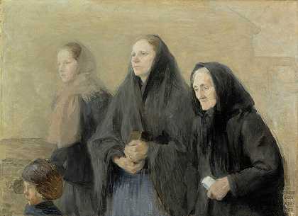 《教堂信徒（复活节早晨）》，1895-1900年，海伦·施杰夫贝克著
