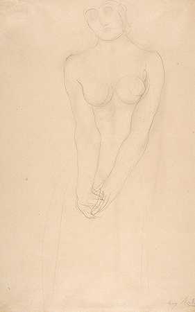 奥古斯特·罗丹（Auguste Rodin）的《双手交叉站立的裸体女性形象》