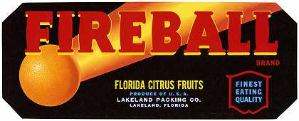 “Fireball品牌佛罗里达柑橘水果标签”
