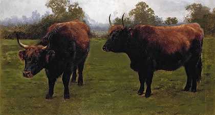 Rosa Bonheur的《两只公牛在吃草》