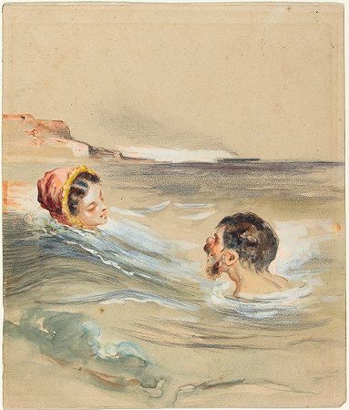Alfred Grévin的《男性和女性洗澡者》