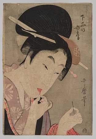 北川宇太郎的系列《女性当代风格指南》（Tōsei onna fūzoku tsū）中的“低级妻子”