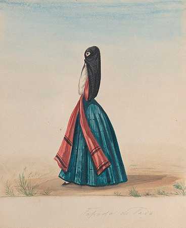 弗朗西斯科·菲耶罗（Francisco Fierro）的侧影中，一位身穿莎雅和曼托的女性