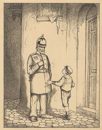 《男孩和警察在门口》作者：威廉·波托斯