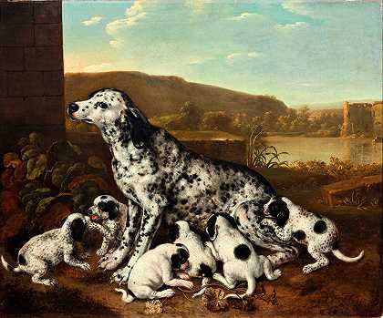 彼得·范德赫斯特的《带小狗的达尔马提亚狗》